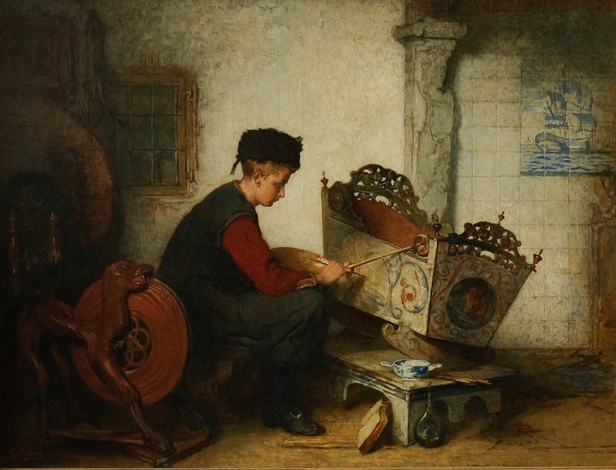 Ragazzo che dipinge una culla Hindelooper - Fries Museum, Leeuwarden